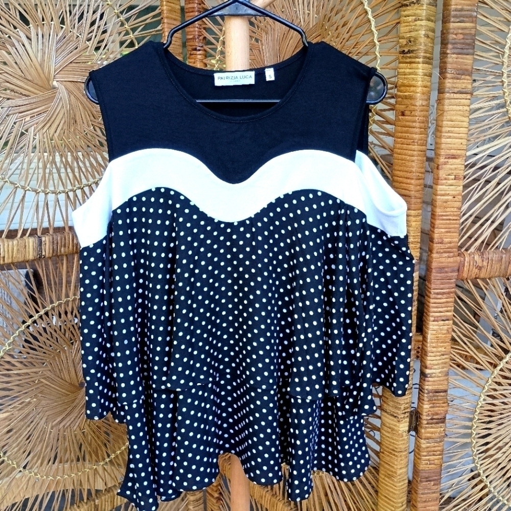 Patricia Luca Milano Black and White Polka Dot Women's Top_Small